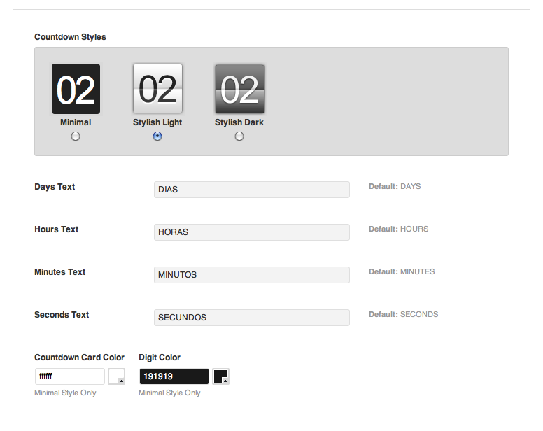 Edit the Countdown clock labels on Premium