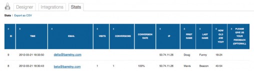 Stats page